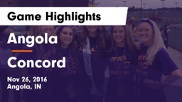 Angola  vs Concord  Game Highlights - Nov 26, 2016