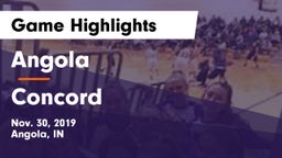 Angola  vs Concord  Game Highlights - Nov. 30, 2019