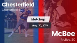 Matchup: Chesterfield High vs. McBee  2019