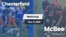 Matchup: Chesterfield High vs. McBee  2020