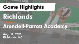 Richlands  vs Arendell-Parrott Academy  Game Highlights - Aug. 12, 2023
