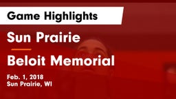 Sun Prairie vs Beloit Memorial  Game Highlights - Feb. 1, 2018
