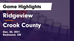 Ridgeview  vs Crook County  Game Highlights - Dec. 30, 2021