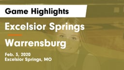 Excelsior Springs  vs Warrensburg  Game Highlights - Feb. 3, 2020