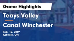 Teays Valley  vs Canal Winchester  Game Highlights - Feb. 12, 2019