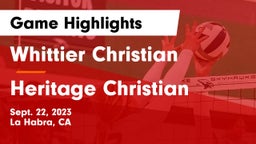 Whittier Christian  vs Heritage Christian   Game Highlights - Sept. 22, 2023