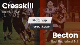 Matchup: Cresskill High Schoo vs. Becton  2019