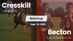 Matchup: Cresskill High Schoo vs. Becton  2020