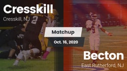 Matchup: Cresskill High Schoo vs. Becton  2020