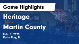 Heritage  vs Martin County  Game Highlights - Feb. 1, 2023