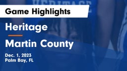 Heritage  vs Martin County  Game Highlights - Dec. 1, 2023
