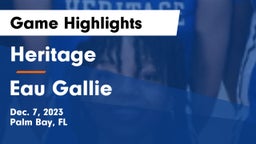 Heritage  vs Eau Gallie  Game Highlights - Dec. 7, 2023