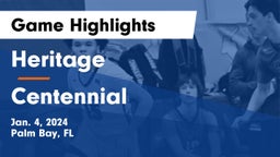 Heritage  vs Centennial  Game Highlights - Jan. 4, 2024
