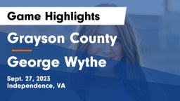 Grayson County  vs George Wythe  Game Highlights - Sept. 27, 2023