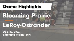 Blooming Prairie  vs LeRoy-Ostrander  Game Highlights - Dec. 27, 2023