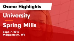 University  vs Spring Mills  Game Highlights - Sept. 7, 2019