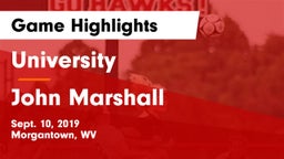 University  vs John Marshall  Game Highlights - Sept. 10, 2019