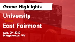 University  vs East Fairmont  Game Highlights - Aug. 29, 2020
