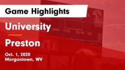 University  vs Preston Game Highlights - Oct. 1, 2020