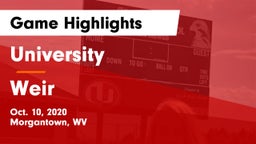 University  vs Weir  Game Highlights - Oct. 10, 2020