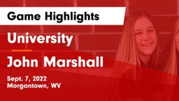 University  vs John Marshall Game Highlights - Sept. 7, 2022