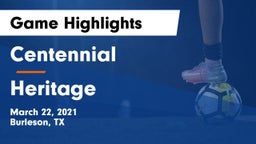 Centennial  vs Heritage  Game Highlights - March 22, 2021