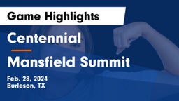 Centennial  vs Mansfield Summit  Game Highlights - Feb. 28, 2024
