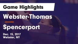 Webster-Thomas  vs Spencerport  Game Highlights - Dec. 15, 2017