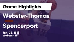 Webster-Thomas  vs Spencerport  Game Highlights - Jan. 26, 2018