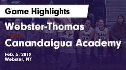 Webster-Thomas  vs Canandaigua Academy  Game Highlights - Feb. 5, 2019