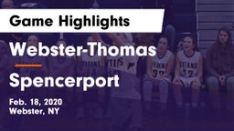 Webster-Thomas  vs Spencerport  Game Highlights - Feb. 18, 2020