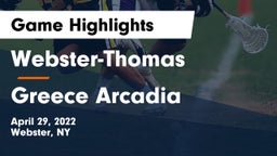 Webster-Thomas  vs Greece Arcadia  Game Highlights - April 29, 2022