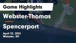 Webster-Thomas  vs Spencerport  Game Highlights - April 22, 2024