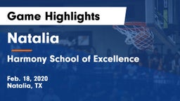 Natalia  vs Harmony School of Excellence Game Highlights - Feb. 18, 2020