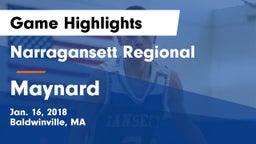 Narragansett Regional  vs Maynard  Game Highlights - Jan. 16, 2018