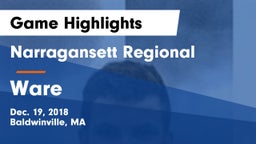 Narragansett Regional  vs Ware  Game Highlights - Dec. 19, 2018