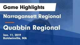 Narragansett Regional  vs Quabbin Regional  Game Highlights - Jan. 11, 2019