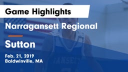 Narragansett Regional  vs Sutton  Game Highlights - Feb. 21, 2019