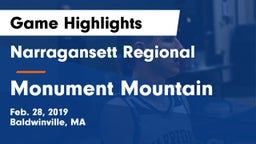 Narragansett Regional  vs Monument Mountain Game Highlights - Feb. 28, 2019