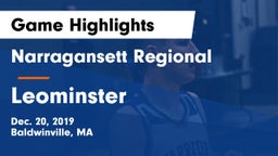 Narragansett Regional  vs Leominster  Game Highlights - Dec. 20, 2019