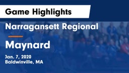 Narragansett Regional  vs Maynard  Game Highlights - Jan. 7, 2020