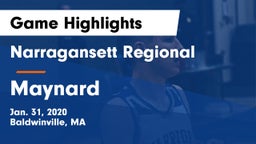 Narragansett Regional  vs Maynard  Game Highlights - Jan. 31, 2020