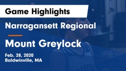 Narragansett Regional  vs Mount Greylock Game Highlights - Feb. 28, 2020