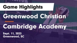 Greenwood Christian  vs Cambridge Academy Game Highlights - Sept. 11, 2023