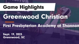 Greenwood Christian  vs First Presbyterian Academy at Shannon Forest Game Highlights - Sept. 19, 2023