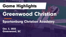 Greenwood Christian  vs Spartanburg Christian Academy  Game Highlights - Oct. 3, 2023