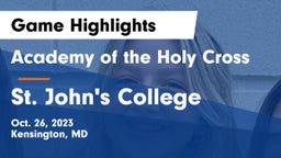 Academy of the Holy Cross vs St. John's College  Game Highlights - Oct. 26, 2023