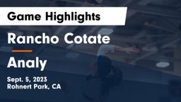Rancho Cotate  vs Analy Game Highlights - Sept. 5, 2023