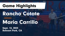Rancho Cotate  vs Maria Carrillo  Game Highlights - Sept. 14, 2023