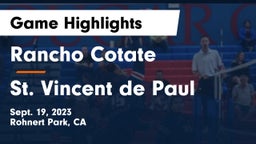 Rancho Cotate  vs St. Vincent de Paul Game Highlights - Sept. 19, 2023